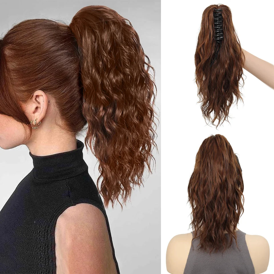 14-Inch Wavy Synthetic Claw Clip Ponytail Extension - 13