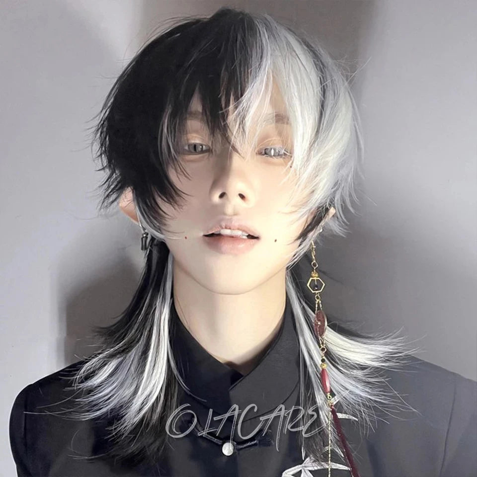 Short Mullet Anime Cosplay Wig with Bangs