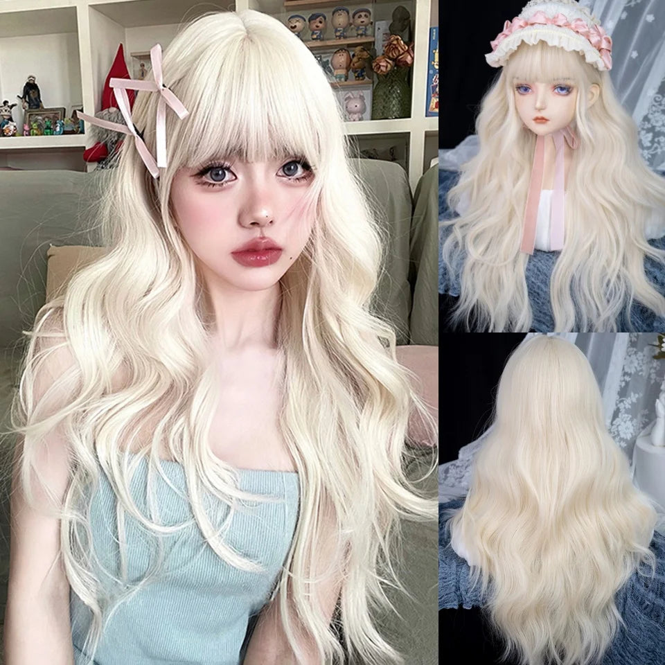 Wavy Brown Cosplay Wig with Curly Pigtails for Costume Parties - 75