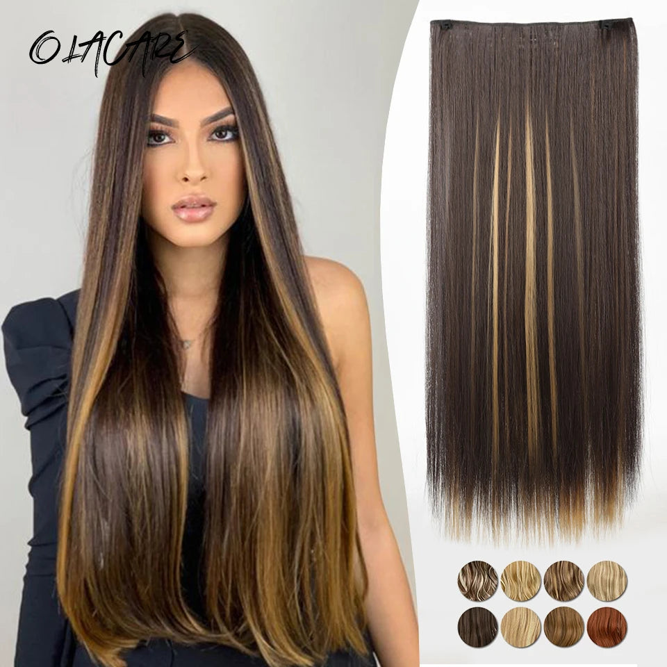 24-Inch Long Straight Clip-In Hair Extensions for Women - 9