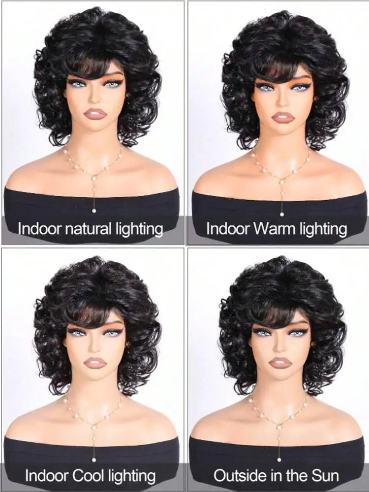 Short Fluffy Curly Synthetic Wig for Daily Wear and Parties - 10