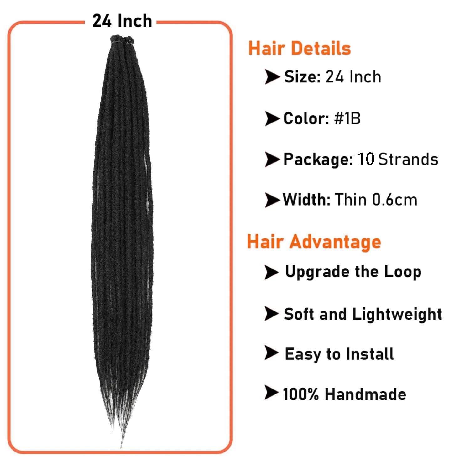 24-Inch Synthetic Dreadlock Extensions for Bohemian Styles - 2