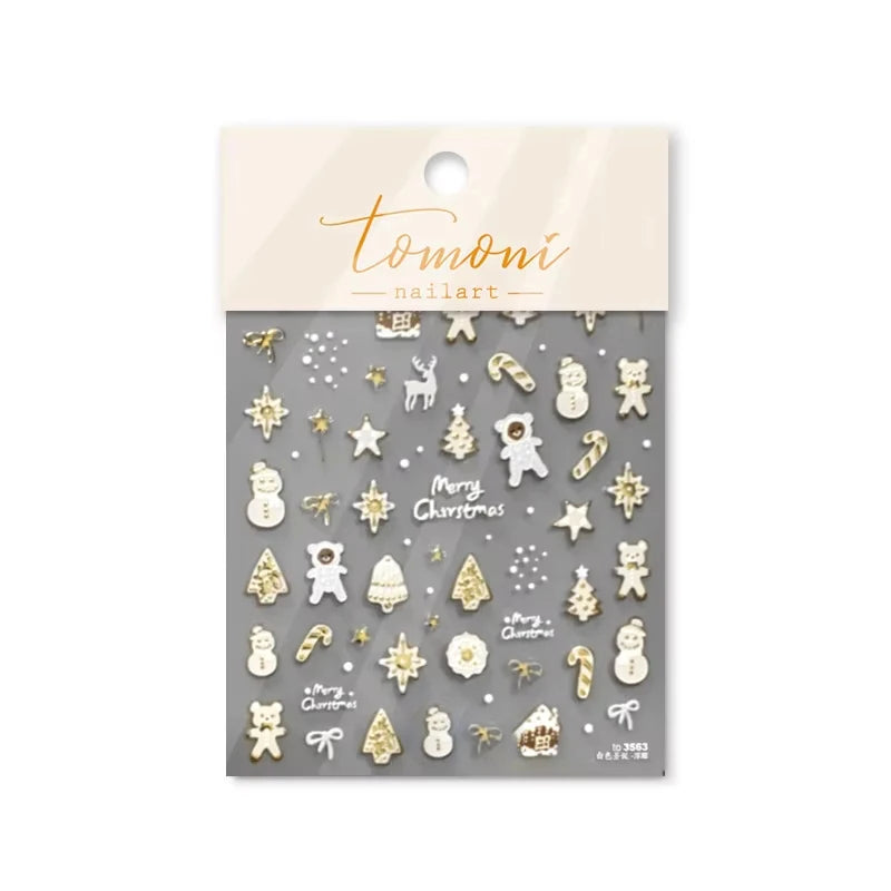 Festive 3D Christmas Nail Art Stickers for Holiday Manicure Decorations