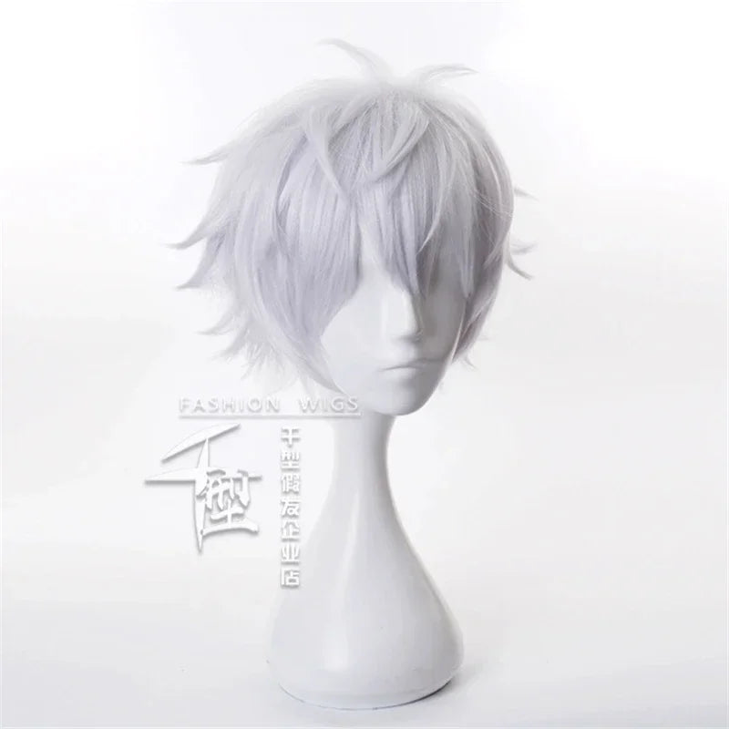 Short White Anime Character Wig for Cosplay and Halloween Parties