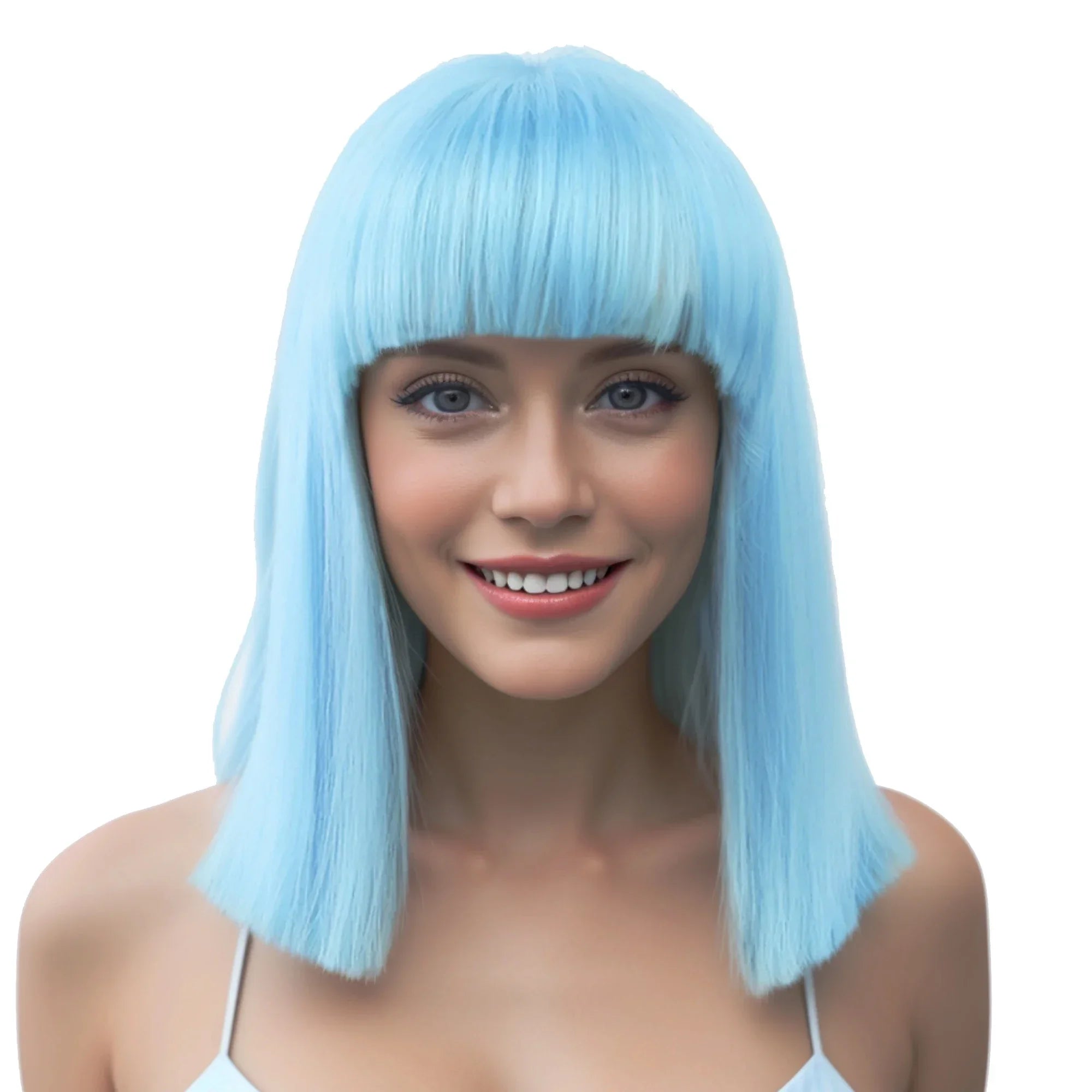 Short Straight Synthetic Hair Wig with Bangs for Daily and Party Use - 6