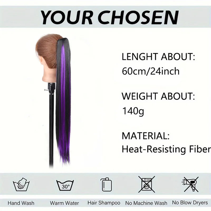 24-Inch Straight Highlight Ponytail Extension - 2