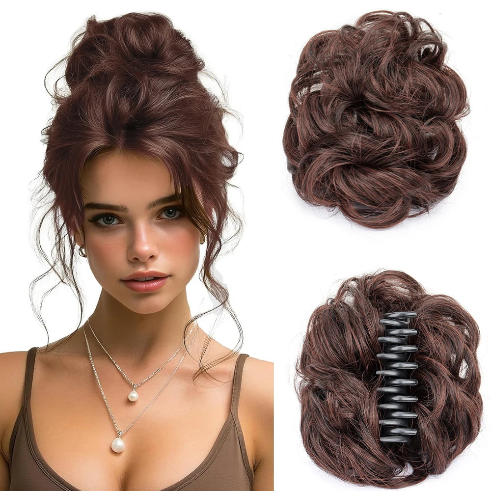 Messy Wavy Bun Hair Extension with Claw Clip for Instant Volume - 9