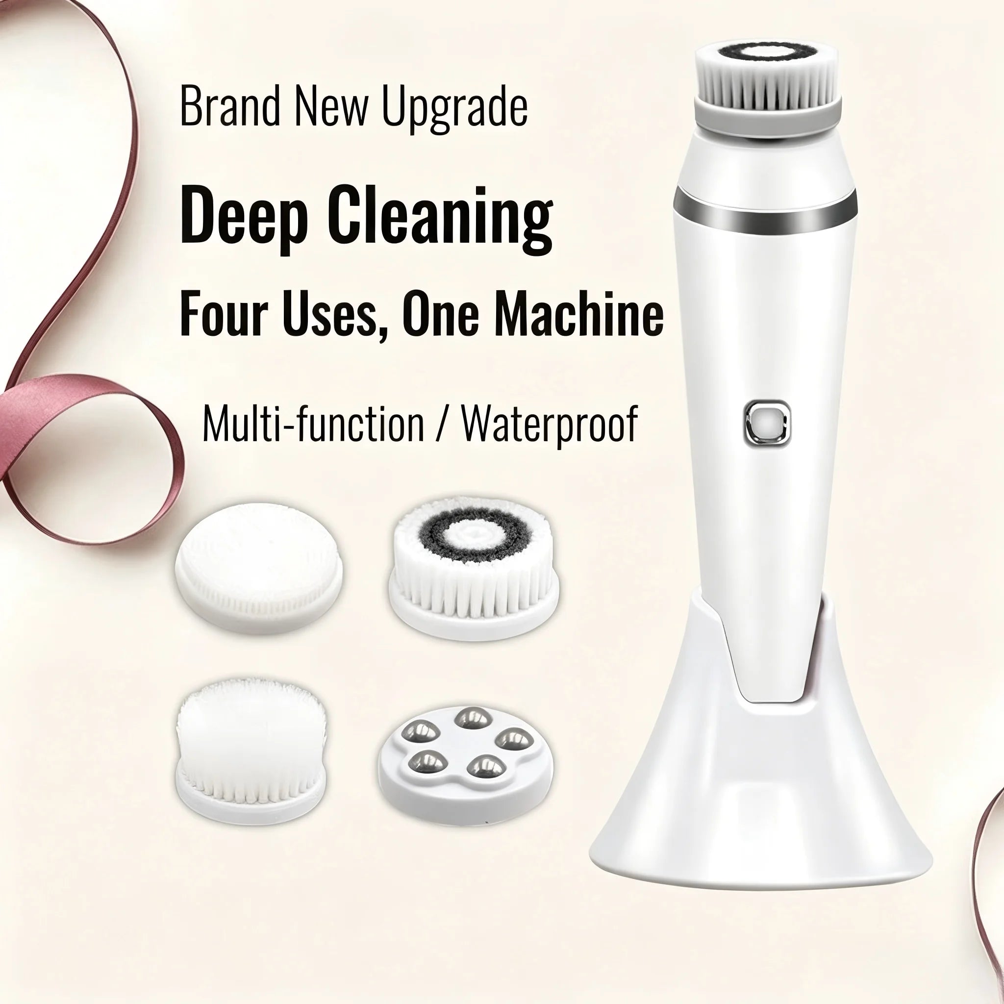 4-in-1 Electric Rotating Facial Cleansing Brush for Deep Pore Exfoliation - 1