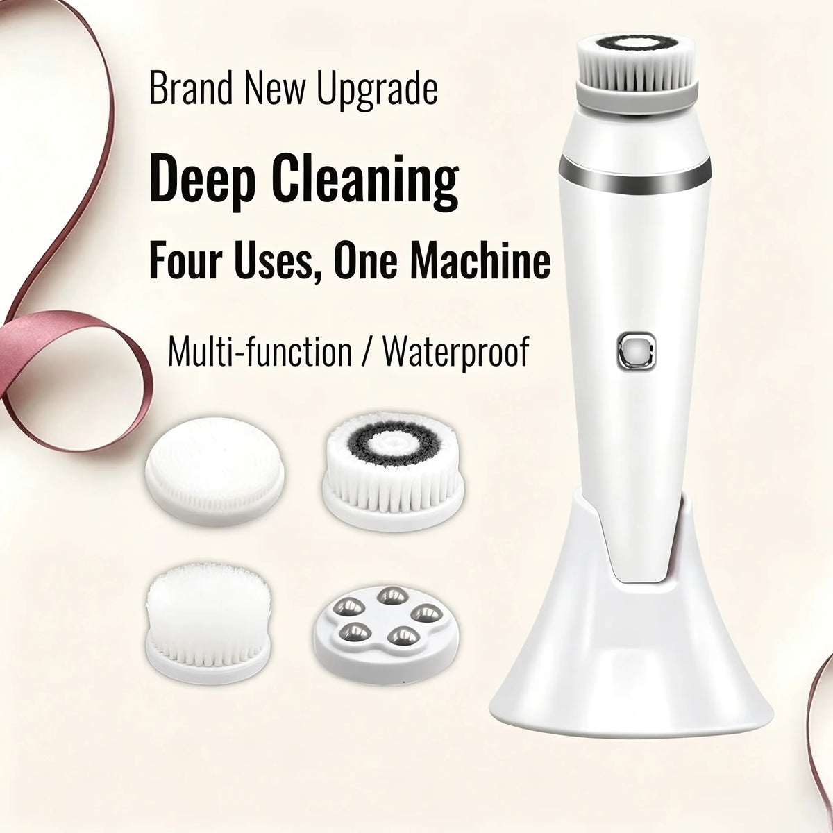 4-in-1 Electric Rotating Facial Cleansing Brush for Deep Pore Exfoliation
