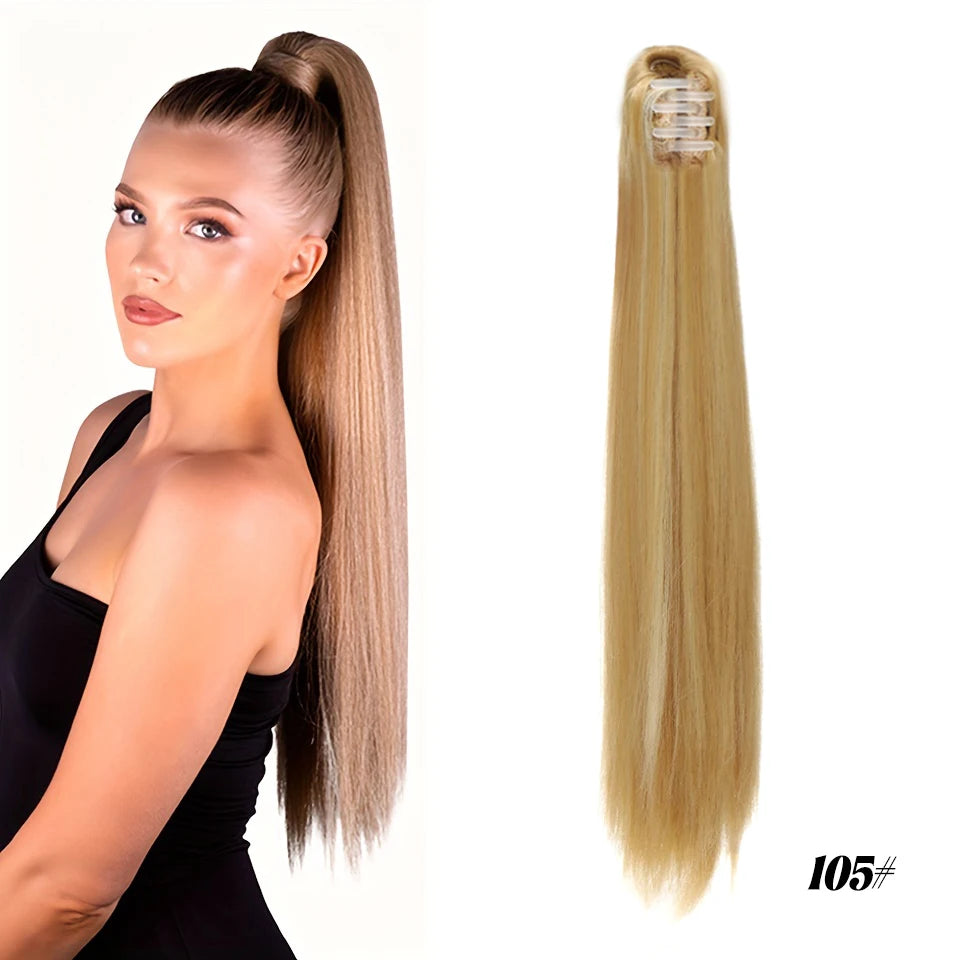 Long Straight Claw Clip Ponytail Extension for Instant Voluminous Hair