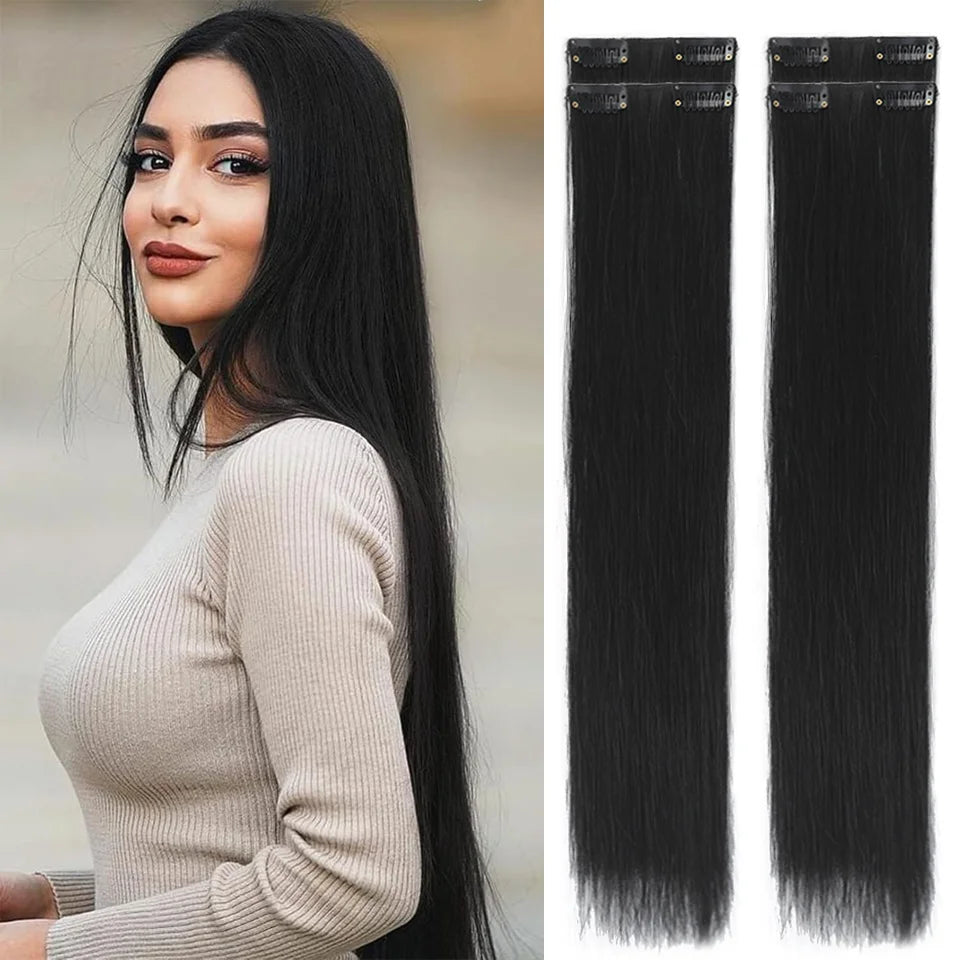 Straight Clip-In Synthetic Hair Extensions Set