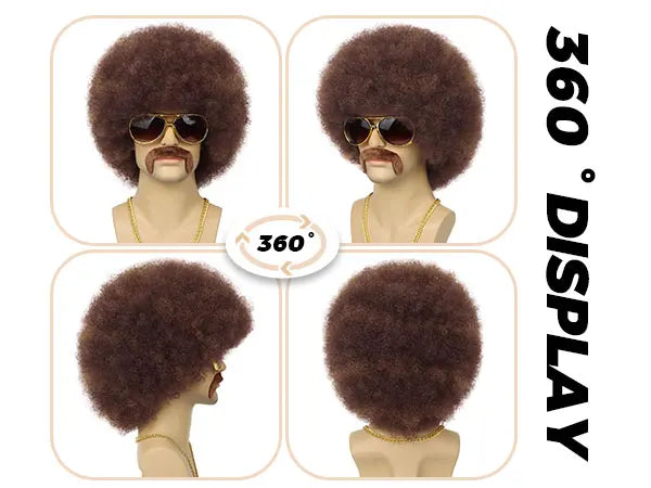 Short Curly Afro Disco Costume Wig for Men Party and Halloween Fun - 9