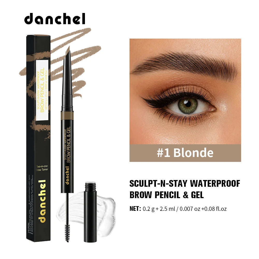 2-in-1 Waterproof Eyebrow Pencil and Gel for Natural Smudge-Proof Brows - 20