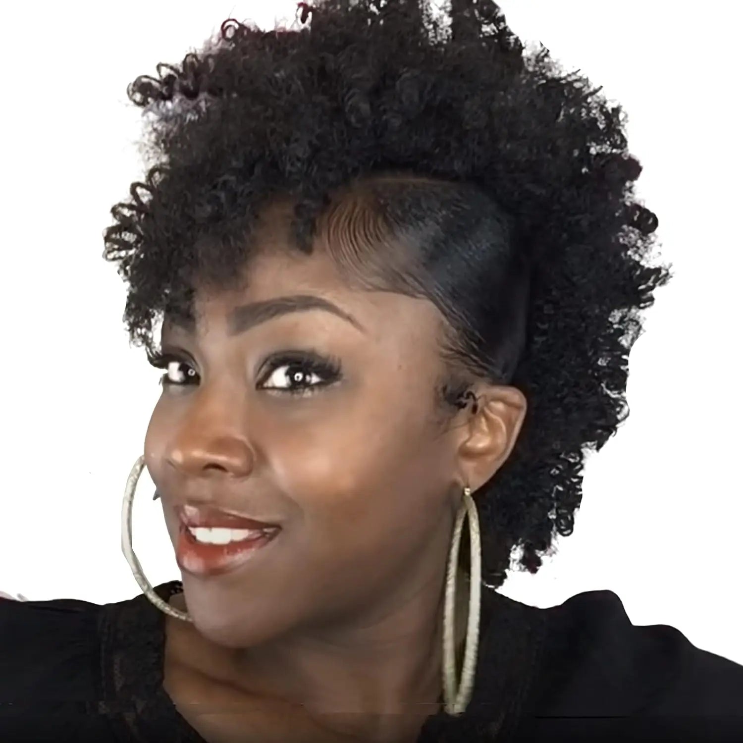 Curly Afro Mohawk Ponytail with Bangs Clip-In - 2