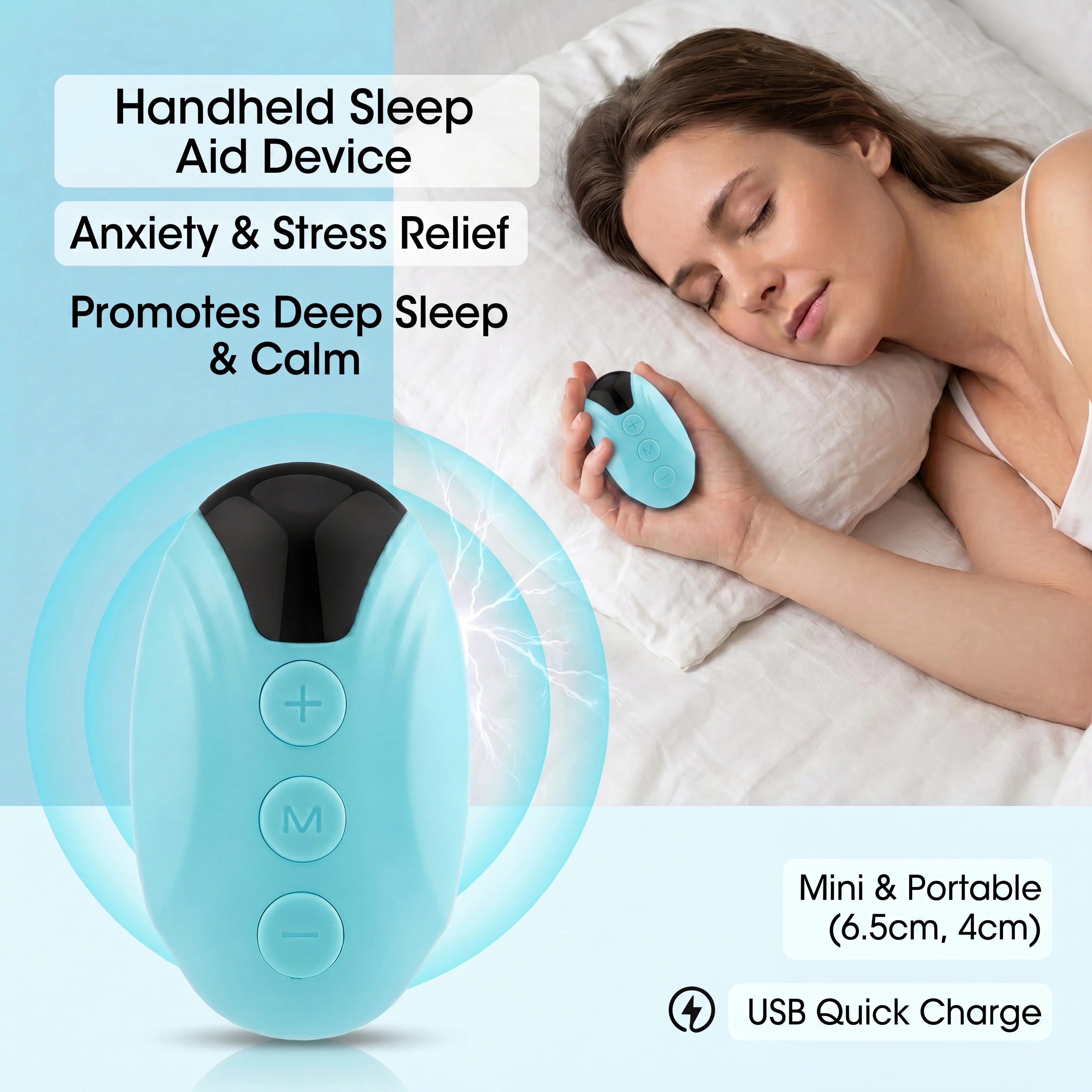 Handheld Micro-Current Sleep Aid Device for Anxiety and Stress Relief - 1