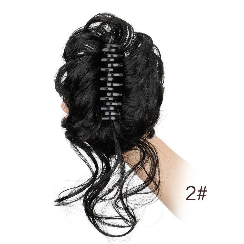 Messy Curly Hair Bun Claw Clip Extension for Instant Voluminous Updo - 14