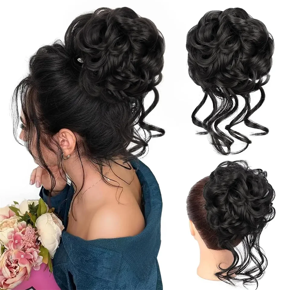 Messy Curly Hair Bun Scrunchie for Easy Updos - 55