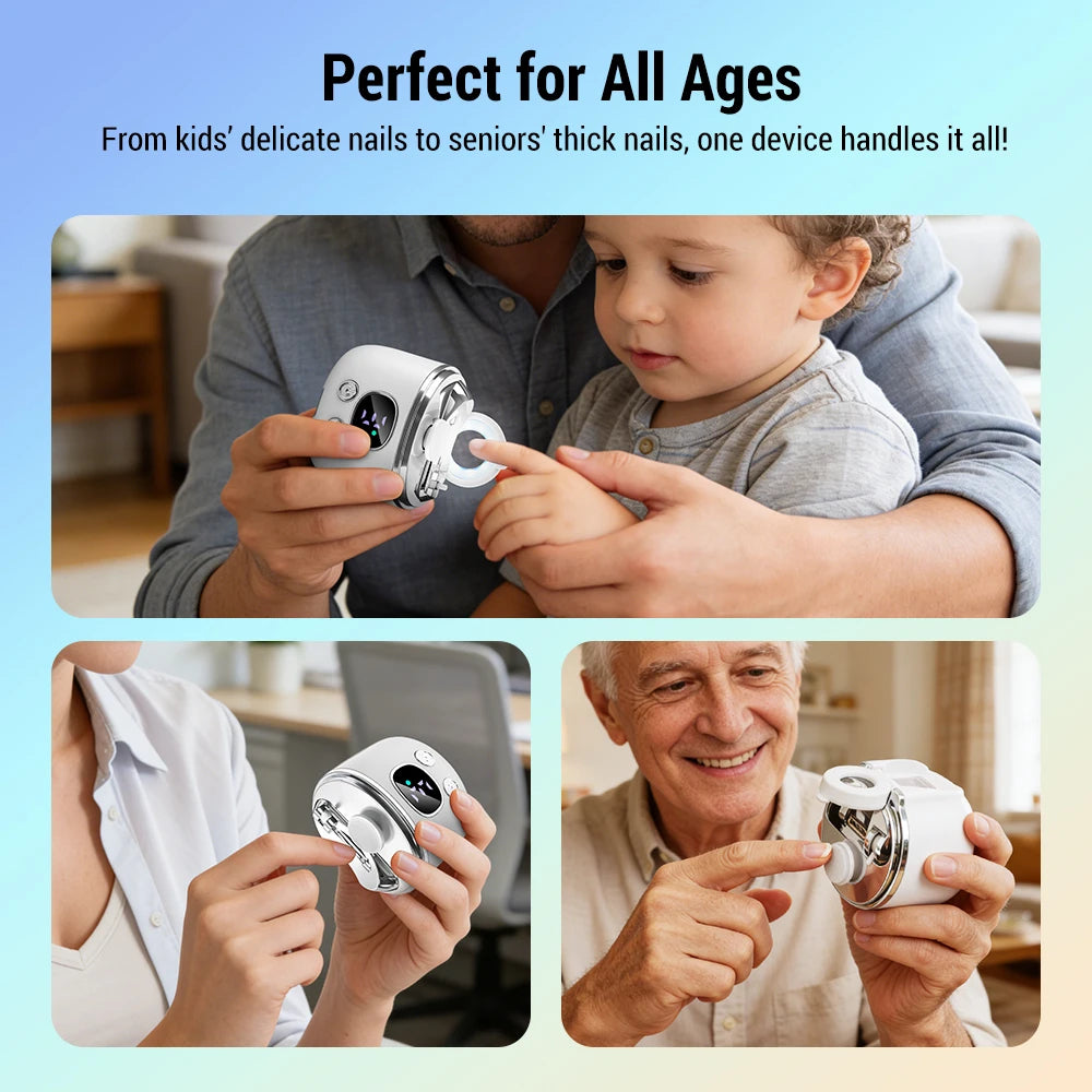 Automatic Electric Nail Clipper with LED Magnifier for Seniors and Adults