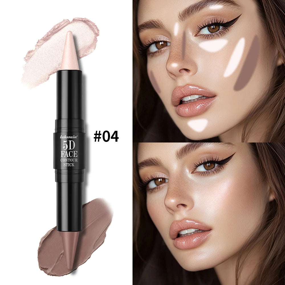 Dual-Ended Cream Contour and Highlighter Stick for Professional Sculpting - 21