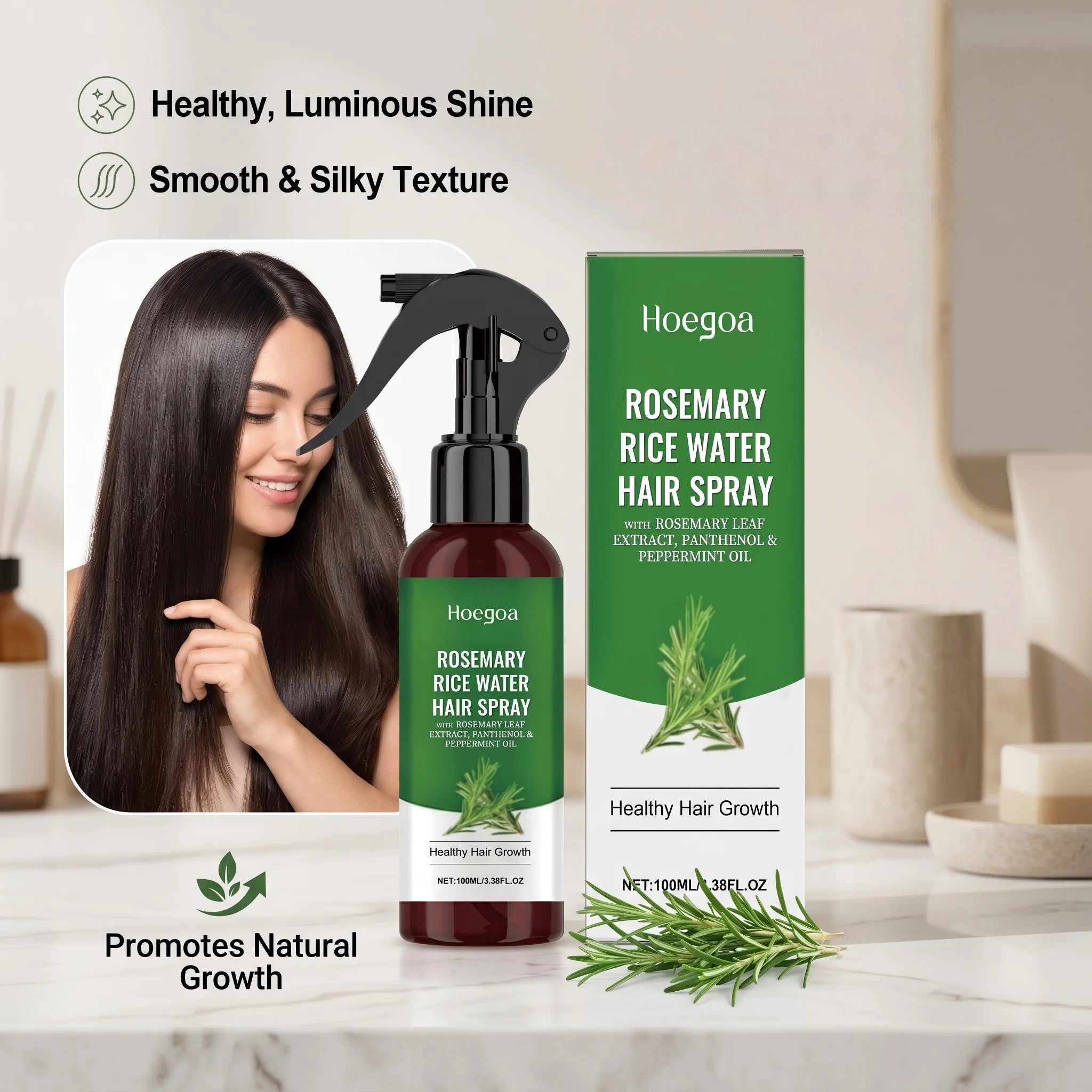 Rosemary Rice Water Hair Spray for Dry Frizzy Hair and Scalp Repair - 12