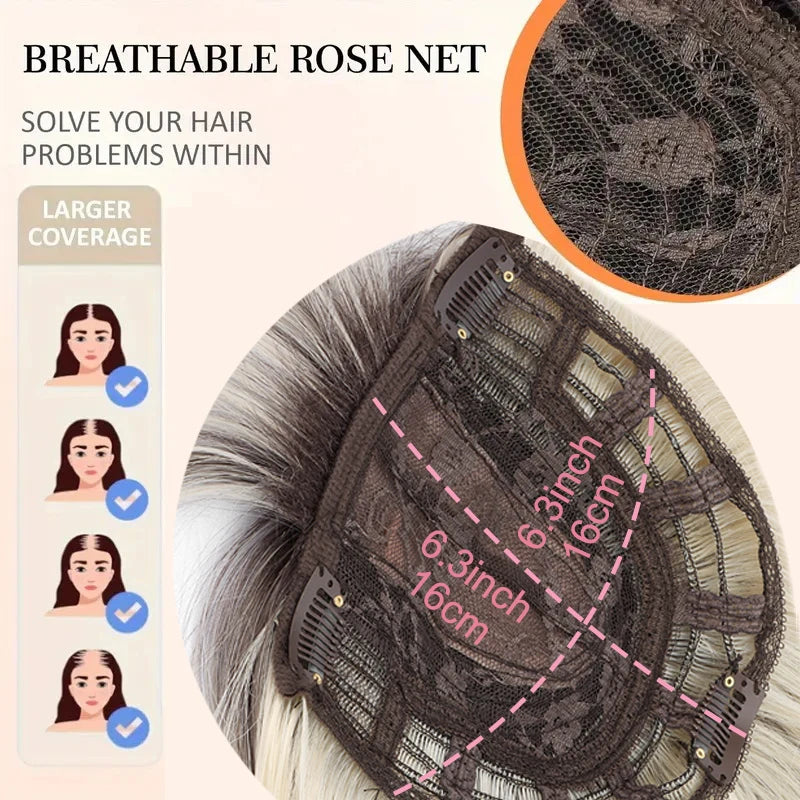 20-Inch Straight Hair Topper with Bangs for Thinning Hair