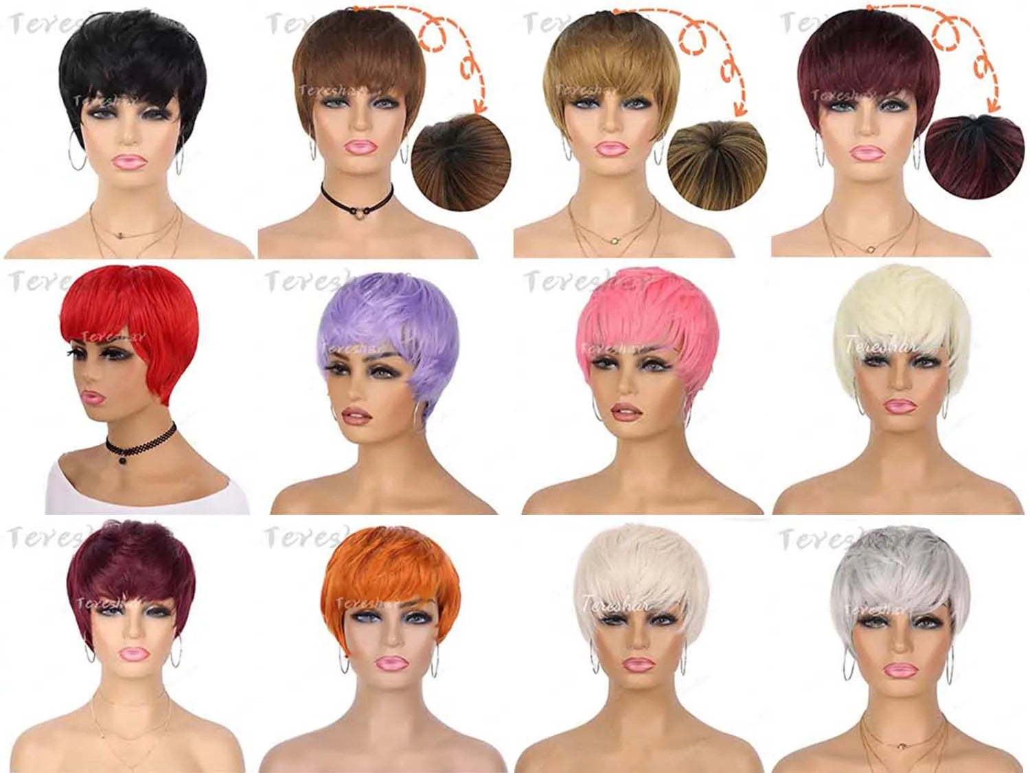 Short Pixie Cut Layered Wig with Bangs for Women Daily Styling - 7