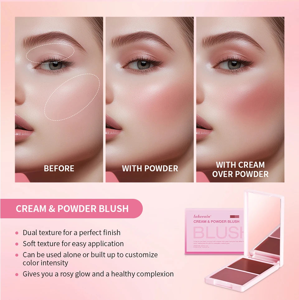 2-in-1 Cream and Powder Blush Palette for Long-Lasting Radiant Makeup - 11