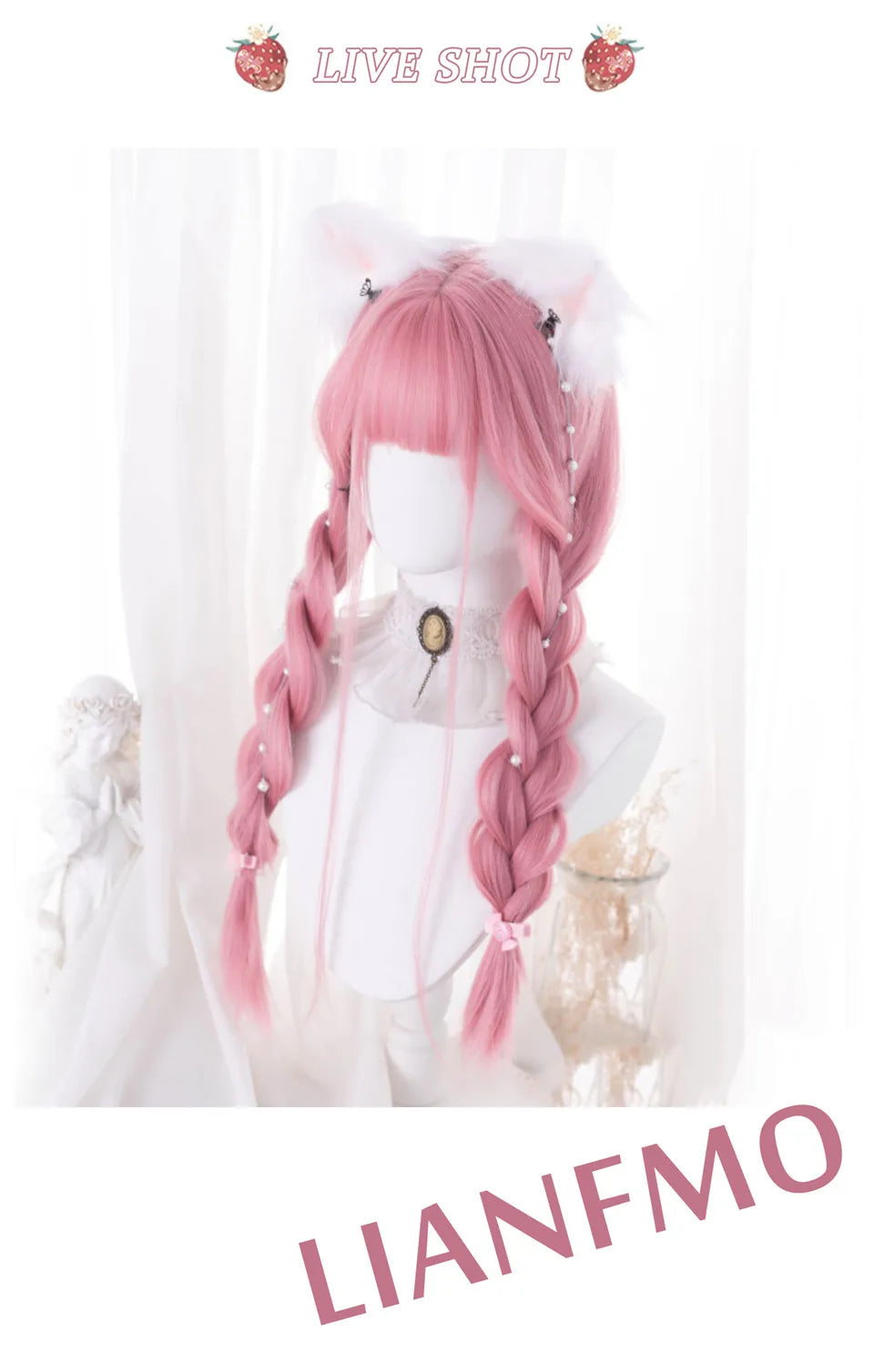 24-Inch Long Pink Cosplay Wig for Costumes - 9