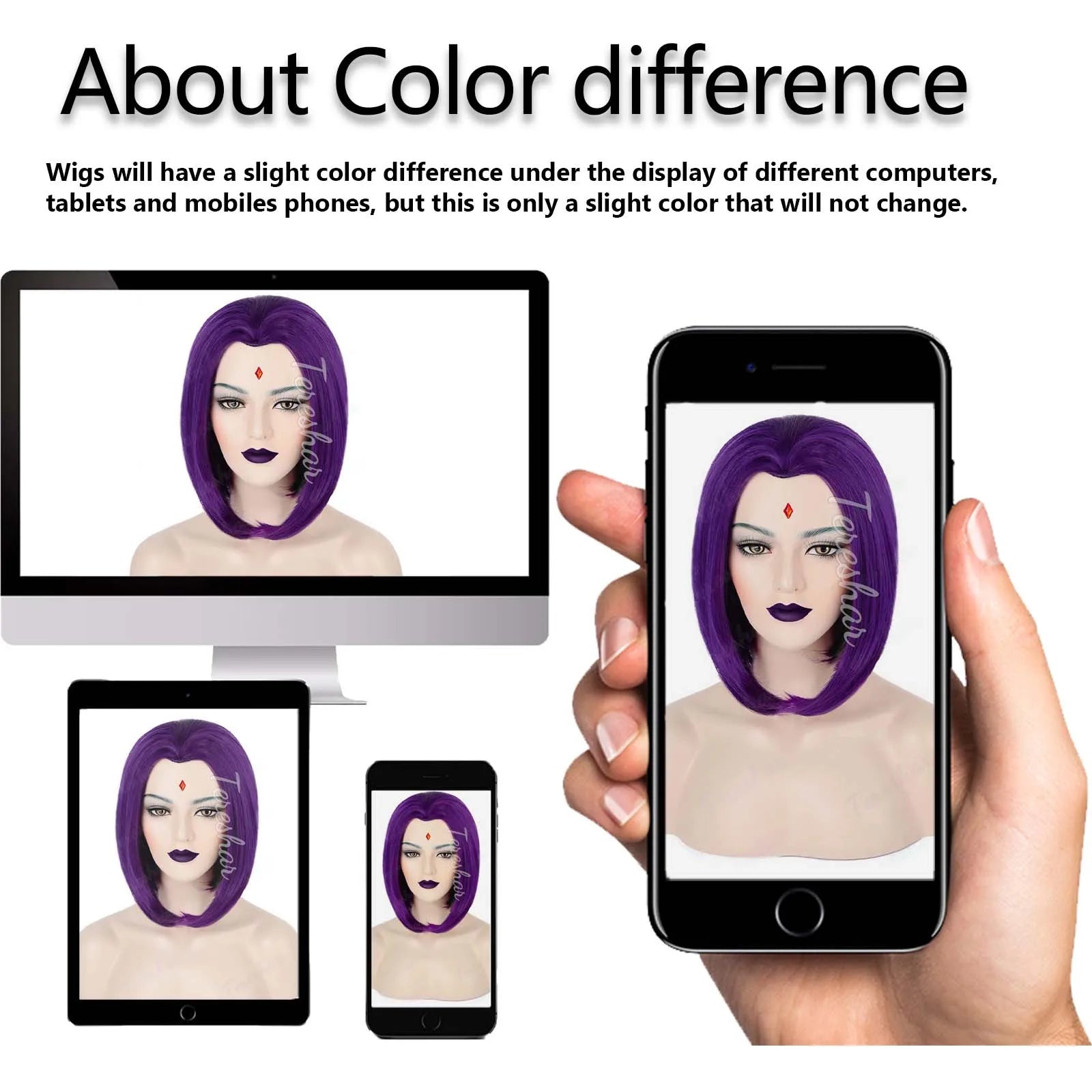 Short Purple Bob Wig for Superhero Cosplay and Halloween Costume Parties - 6