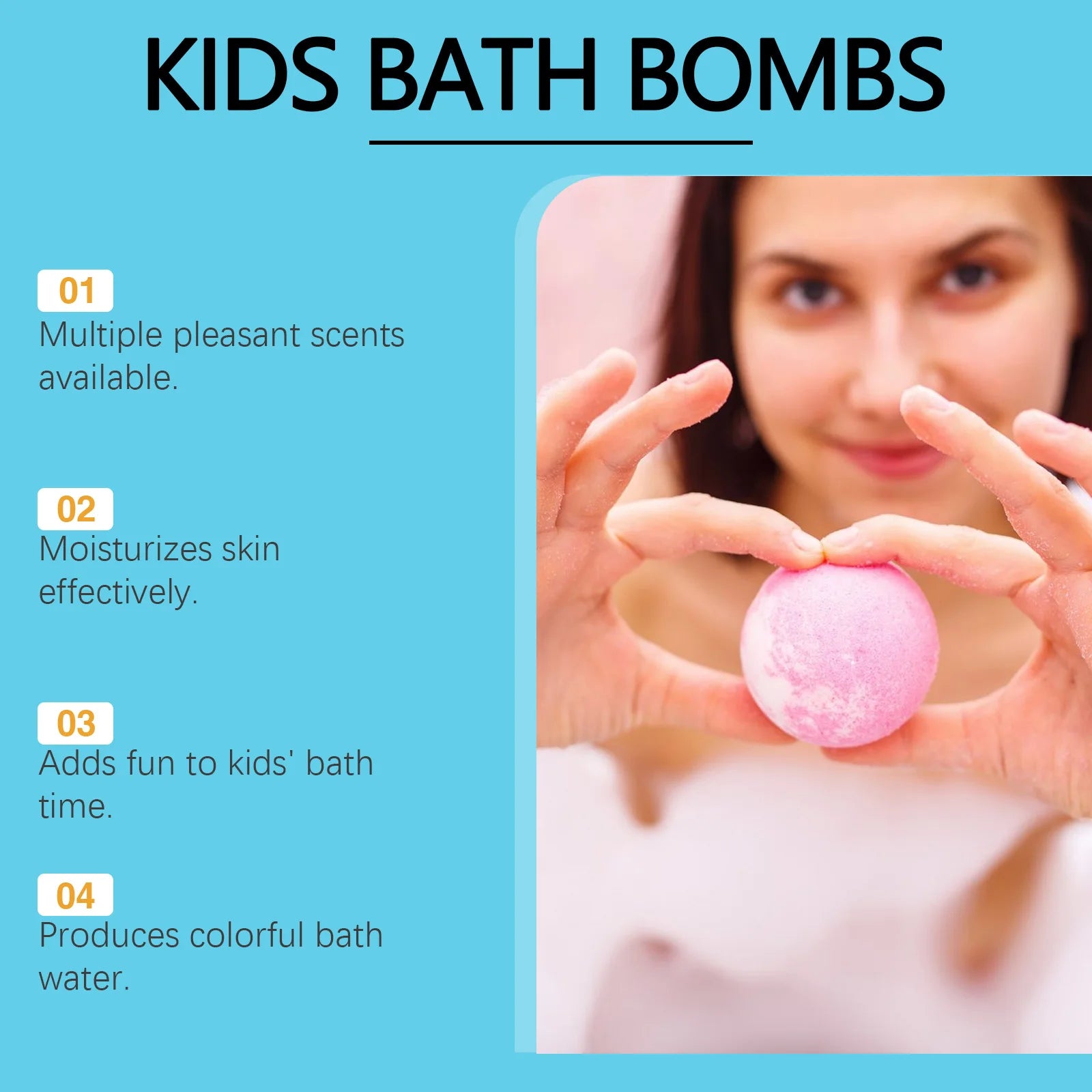 Moisturizing Fizzy Bath Bombs for Kids Gentle Skin Cleansing Gift Set - 10