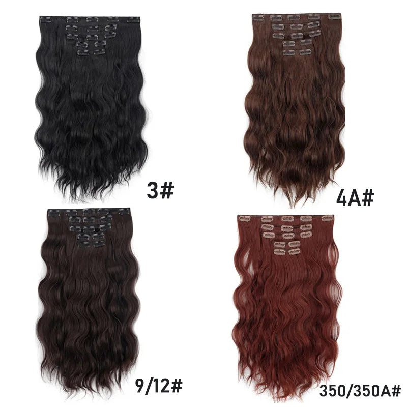 20-Inch Long Curly Clip-In Hair Extensions Set
