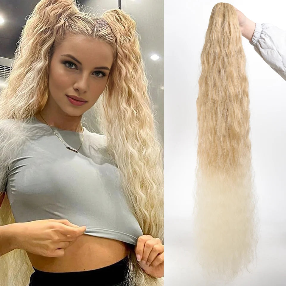 36 Inch Curly Wavy Drawstring Ponytail Extension - 10
