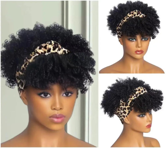 Short Curly Afro Headband Wig for Quick Daily Styling
