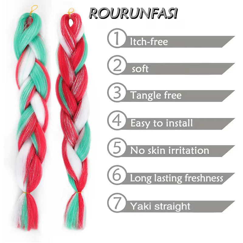 Glitter Tinsel Jumbo Braiding Hair Extensions for Festivals - 3