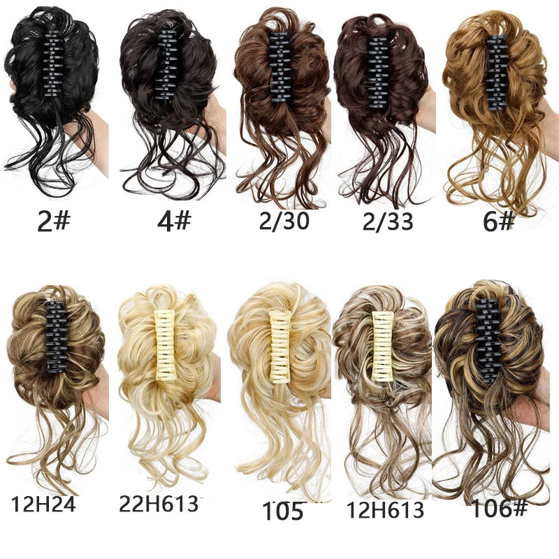 Messy Curly Hair Bun Claw Clip Extension for Instant Voluminous Updo