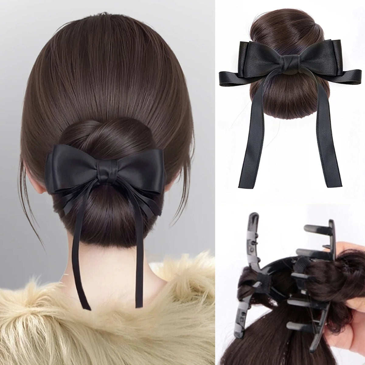 Messy Bun Hair Extension with Bow Claw Clip for Instant Volume