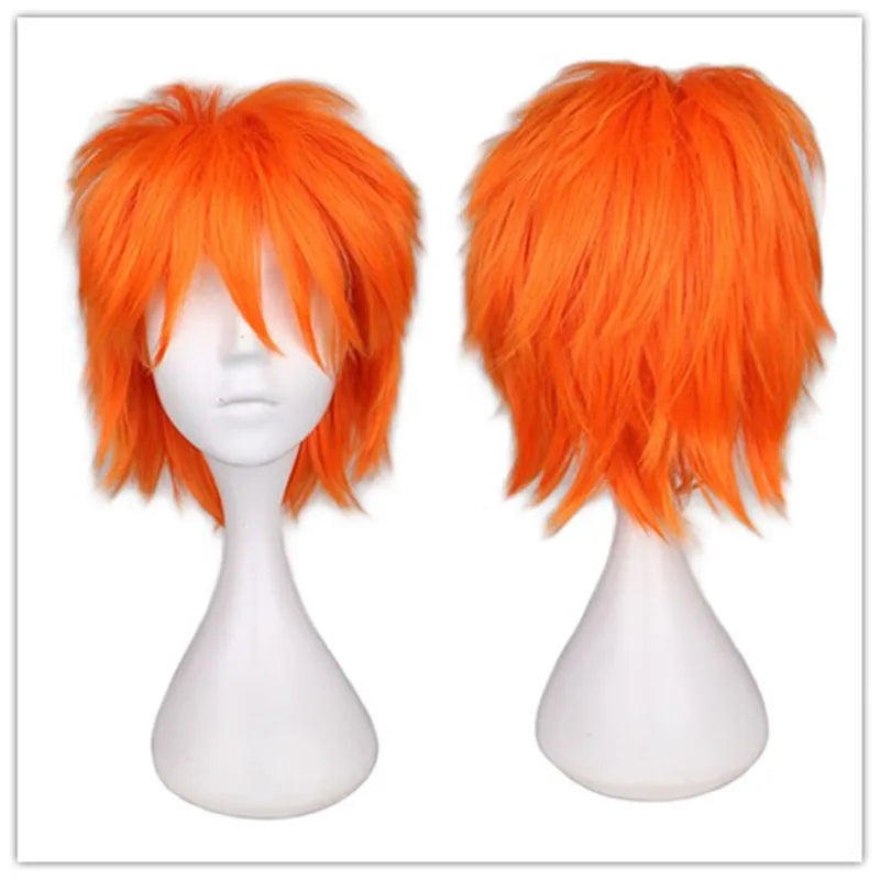 Short Orange Cosplay Wig for Halloween Costumes - 13