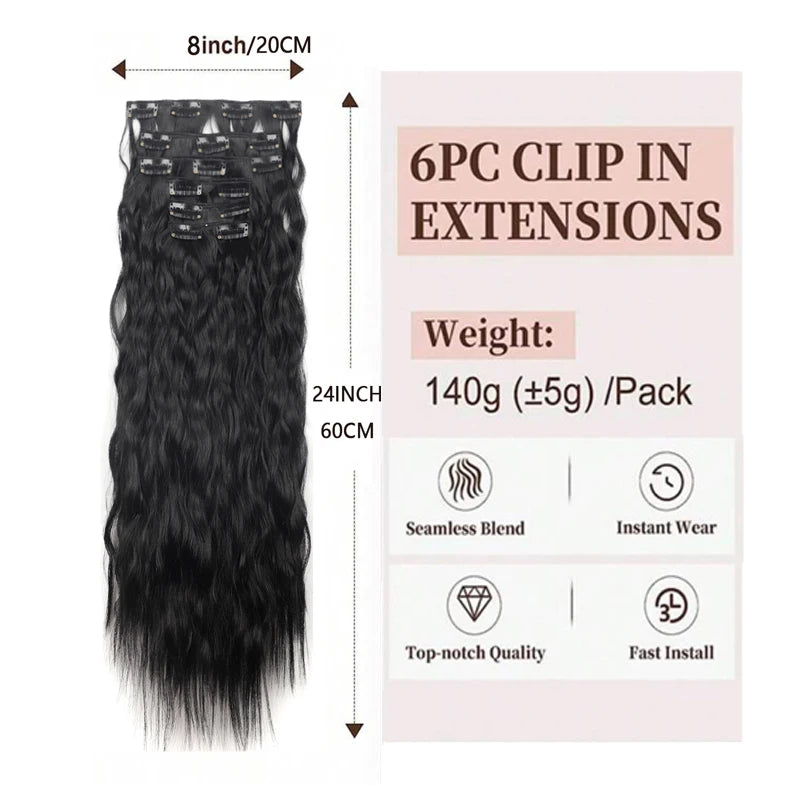 Kinky Curly Clip-In Hair Extensions for Long Voluminous Hair