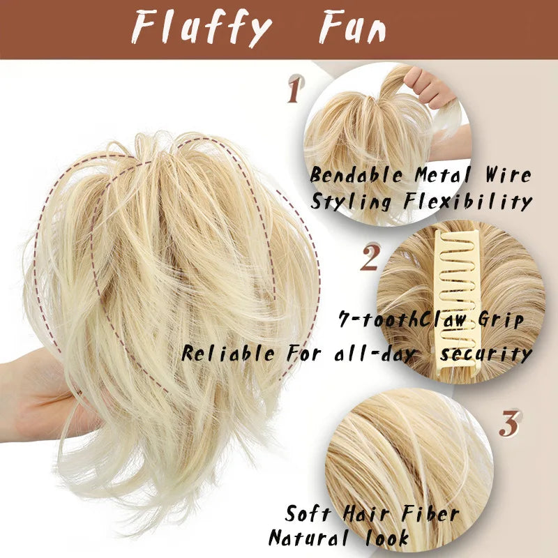 Short Layered Straight Claw Clip Ponytail Extension for Women - 3