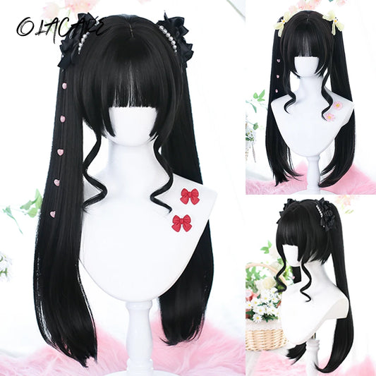 Long Wavy Lolita Ponytail Cosplay Wig with Bangs