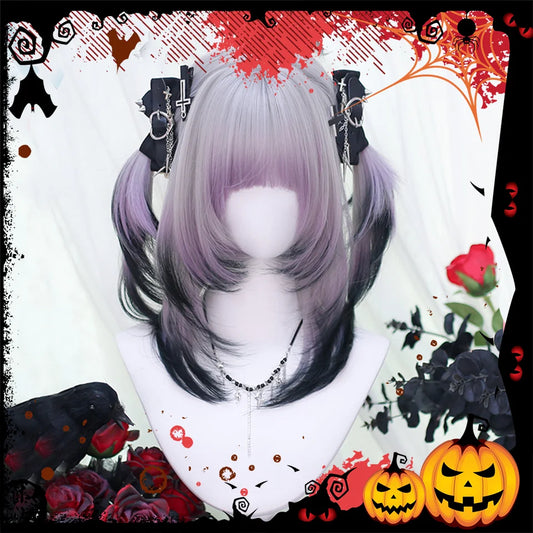 Gradient Purple and Black Jellyfish Wig for Costumes and Daily Wear