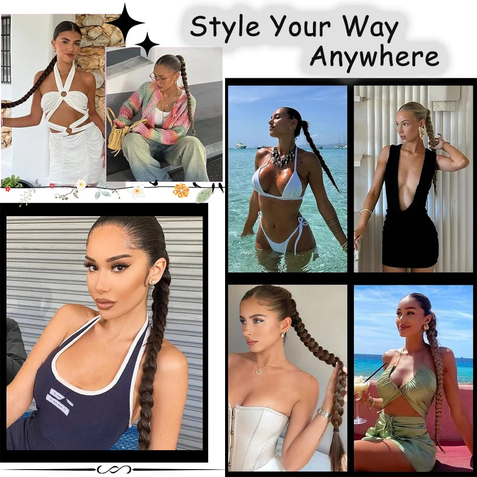 30-Inch Long Braided Ponytail Hair Extension for Daily Styling