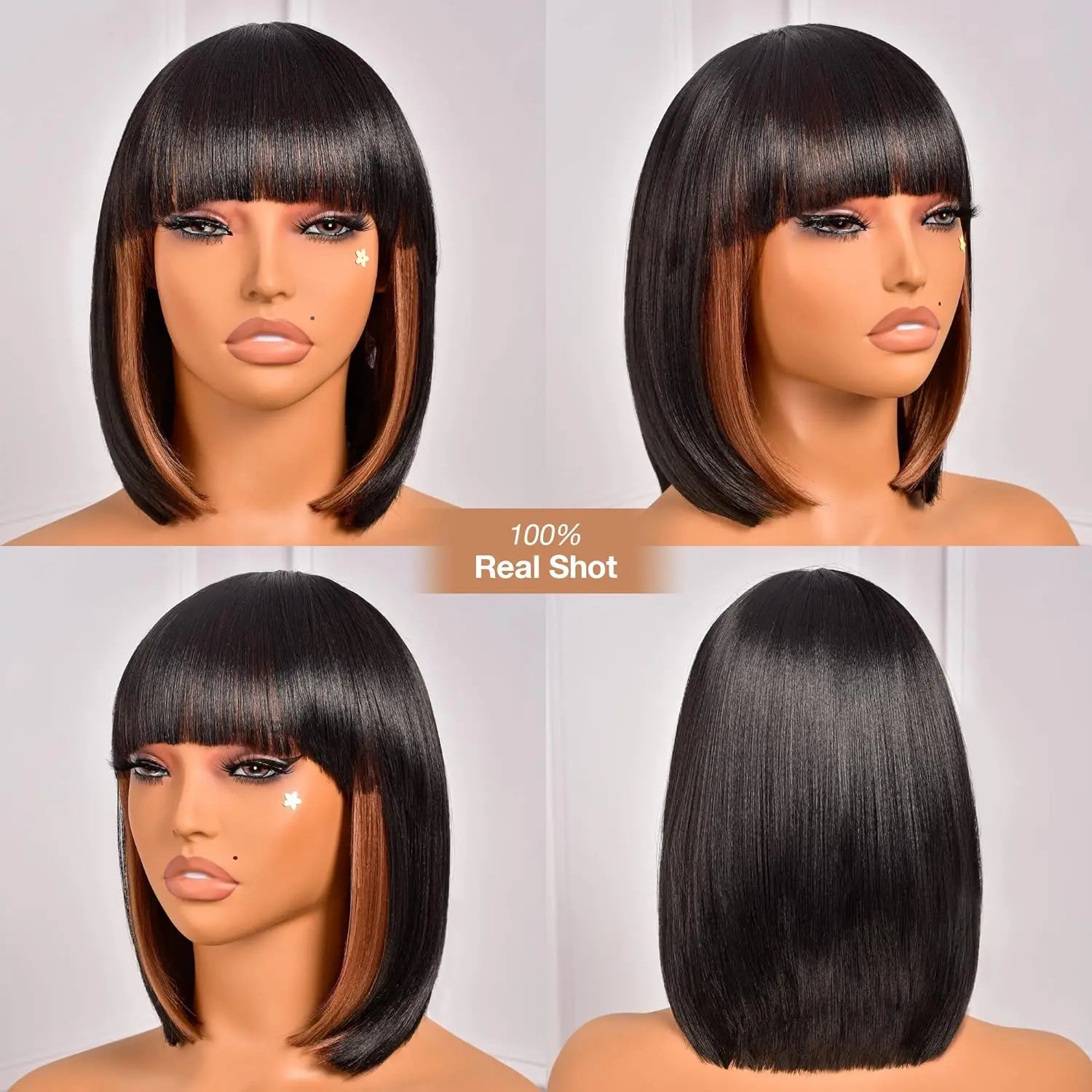 14-Inch Short Wavy Bob Wig with Bangs - 4