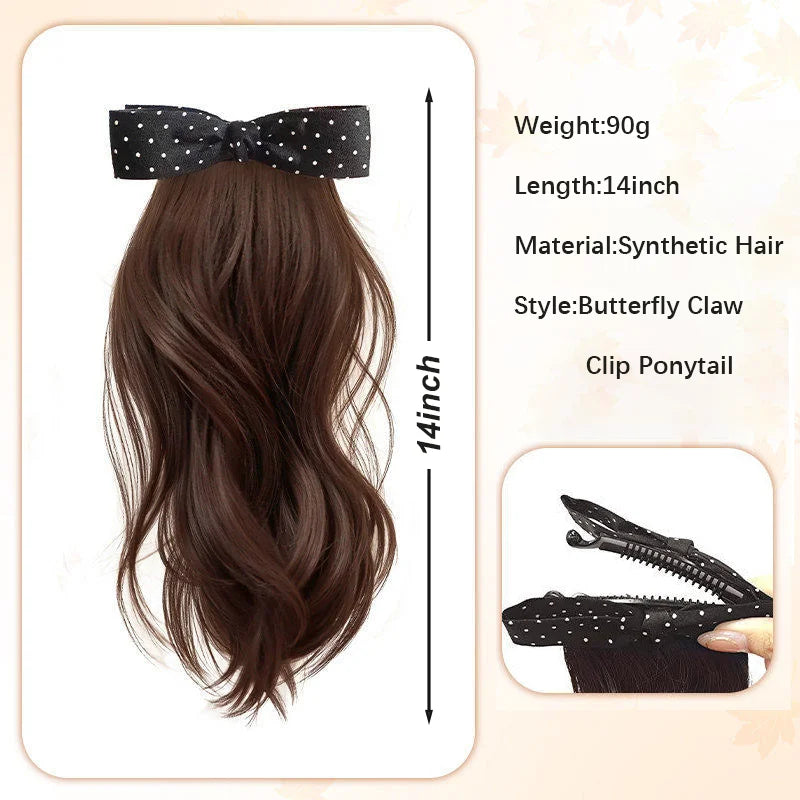 Wavy Ponytail Hair Extension with Bow Clip - 3