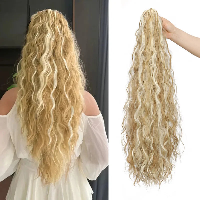 Water Wave Claw Clip Ponytail Extension for Effortless Messy Volume
