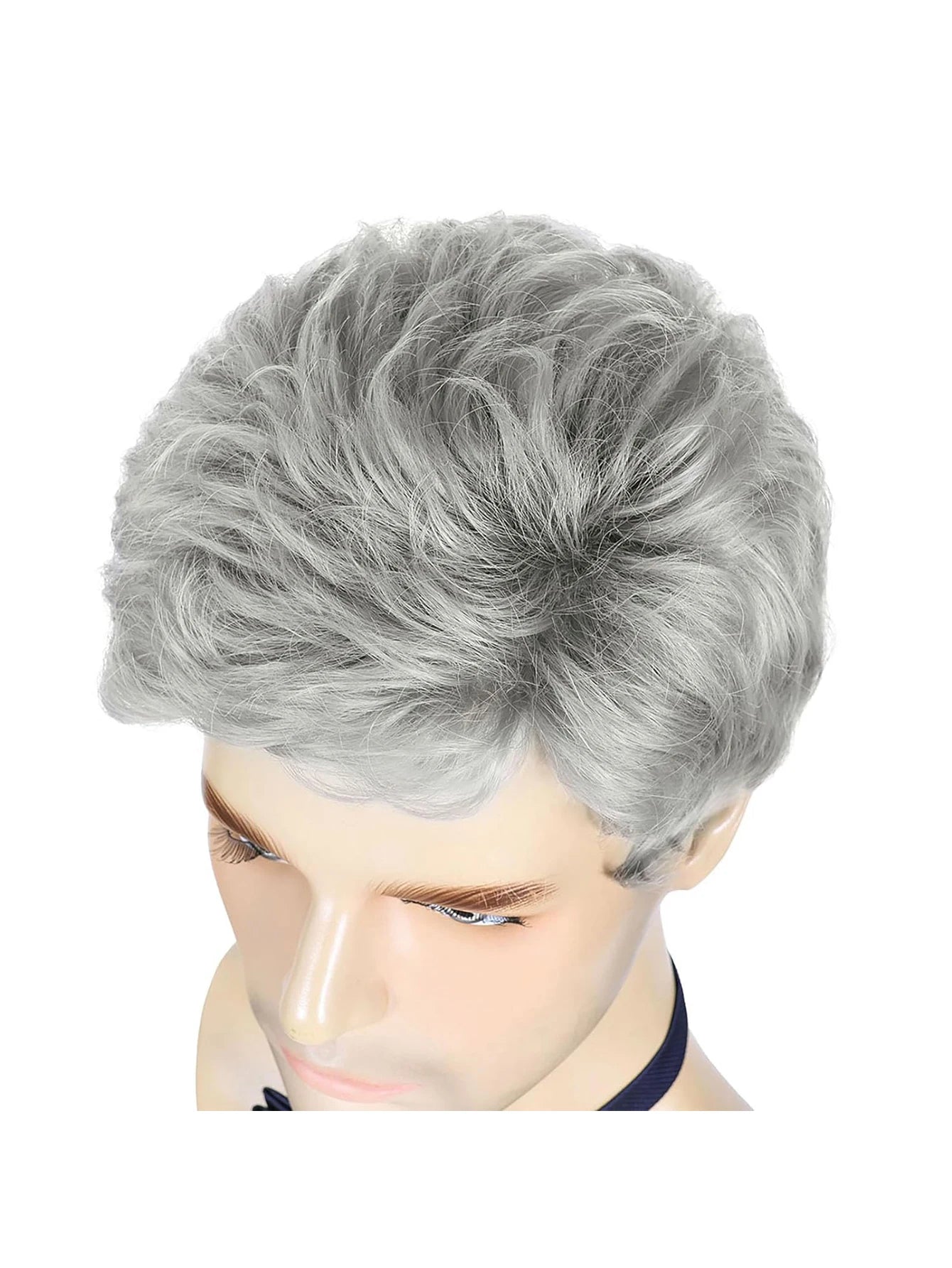 Short Silver Gray Men's Wig for Cosplay and Costumes - 5