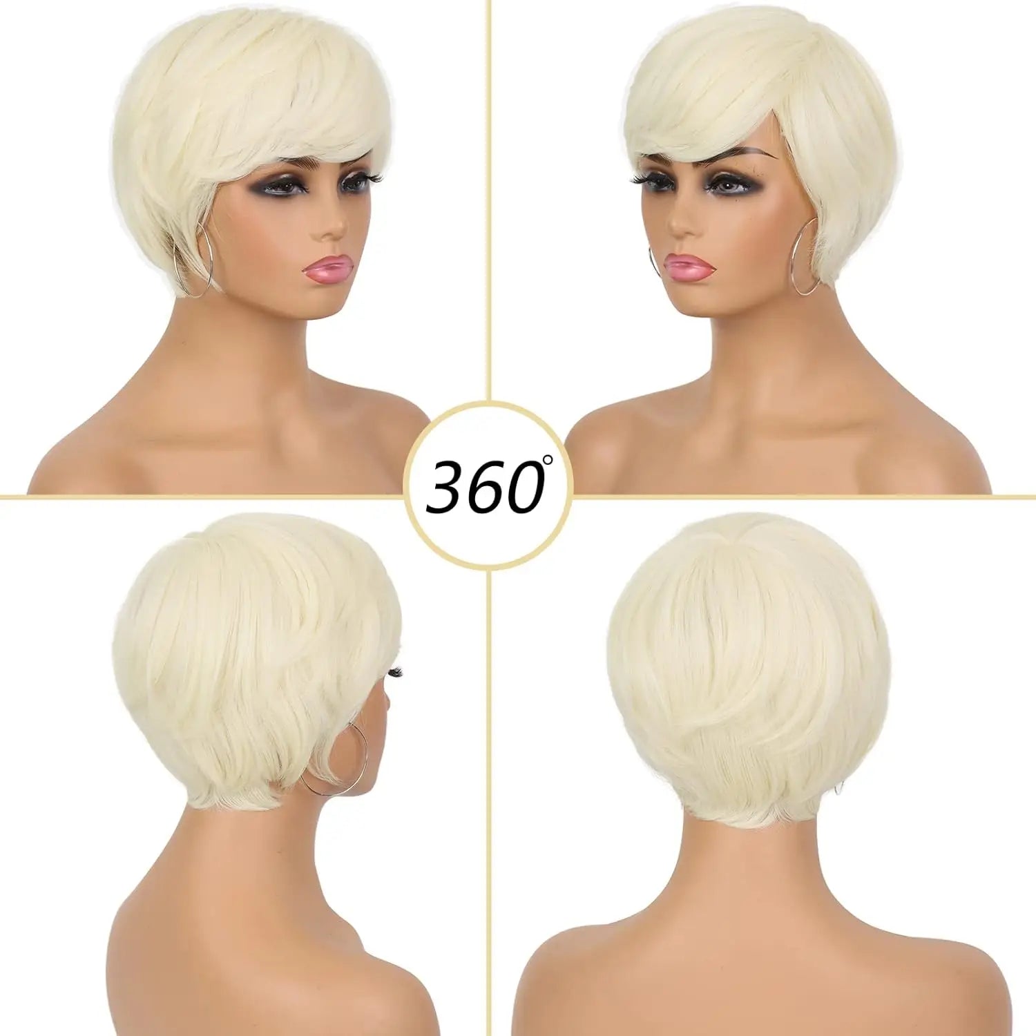 Short Blonde Pixie Cut Wig with Bangs for Daily Wear - 2