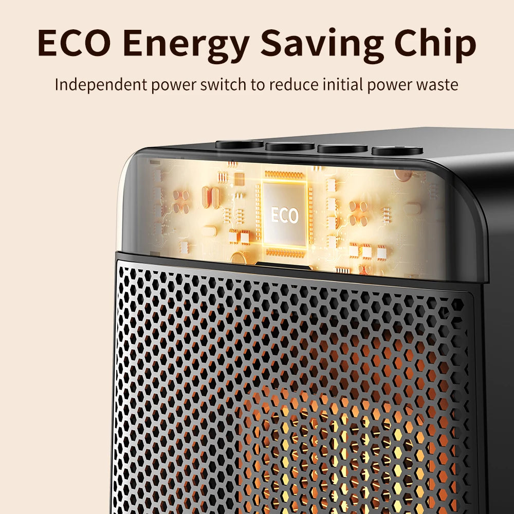 Portable Electric Space Heater with Ambient Flame Light and Timer