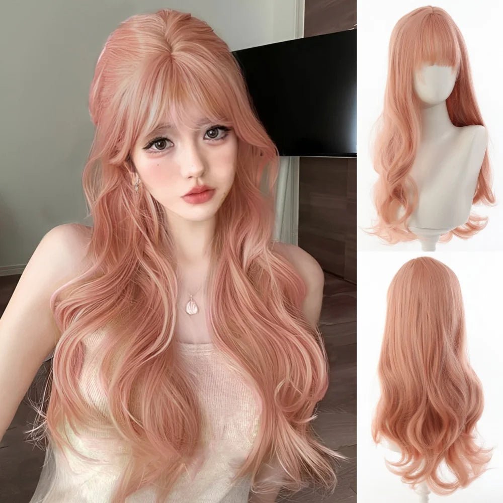 Long Straight Cosplay Wig with Bangs for Parties - 52