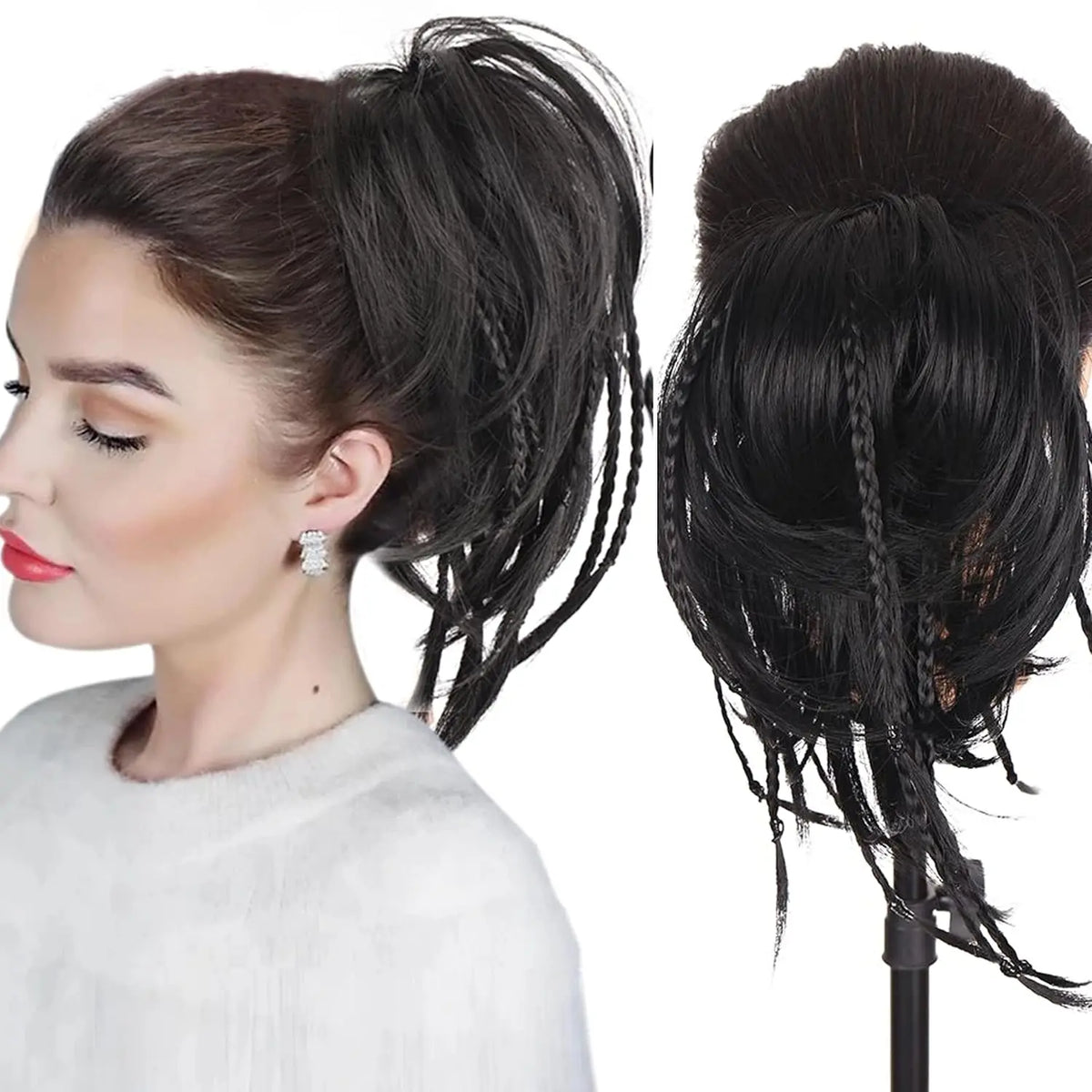 Synthetic Messy Bun Hair Scrunchie for Quick Natural Volume
